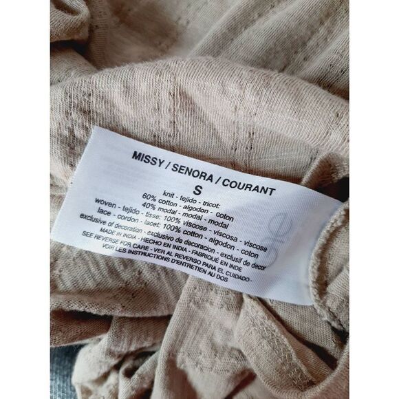 Vintage America beige bohemian tassles small soft blouse - Picture 4 of 4